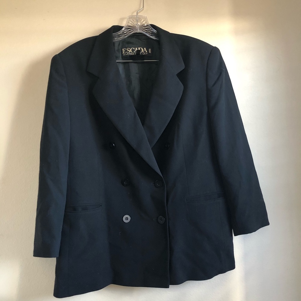 Escada Double Breasted Wool Black Blazer
